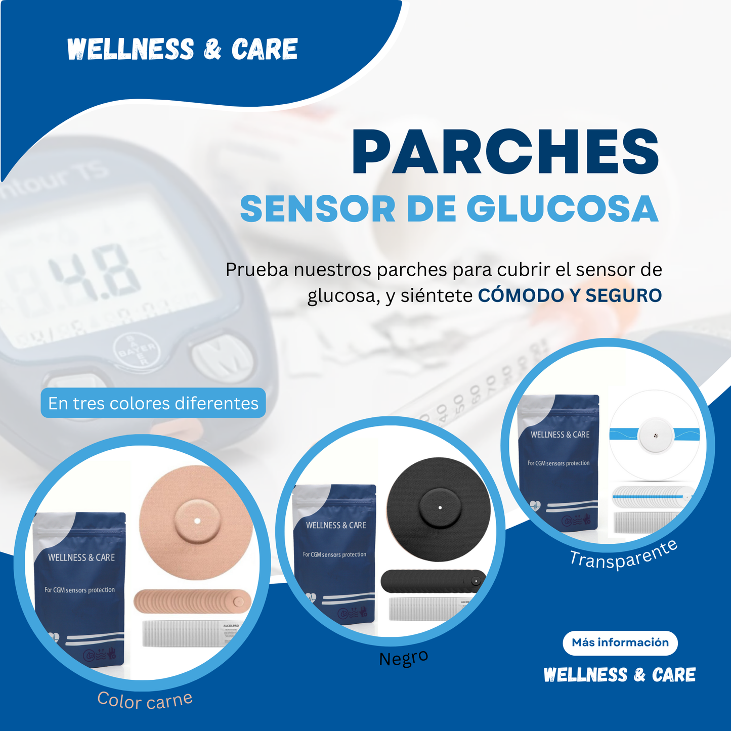 25 parches protectores + 25 toallitas desinfectantes de regalo. Para sensor de glucosa free style libre