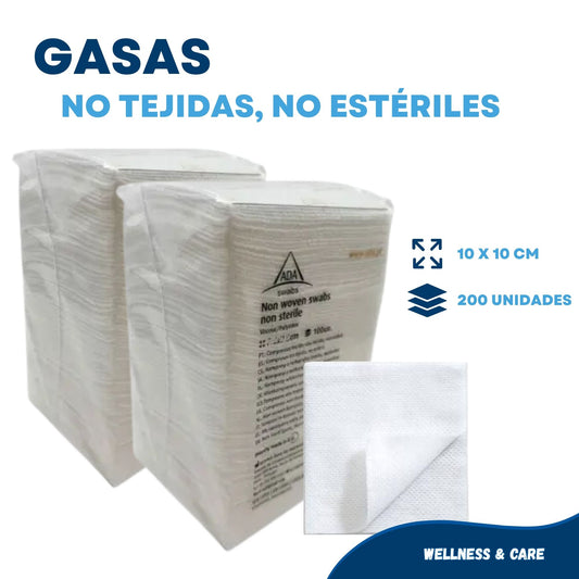 Pack ahorro 200 gasas no tejidas no estériles.