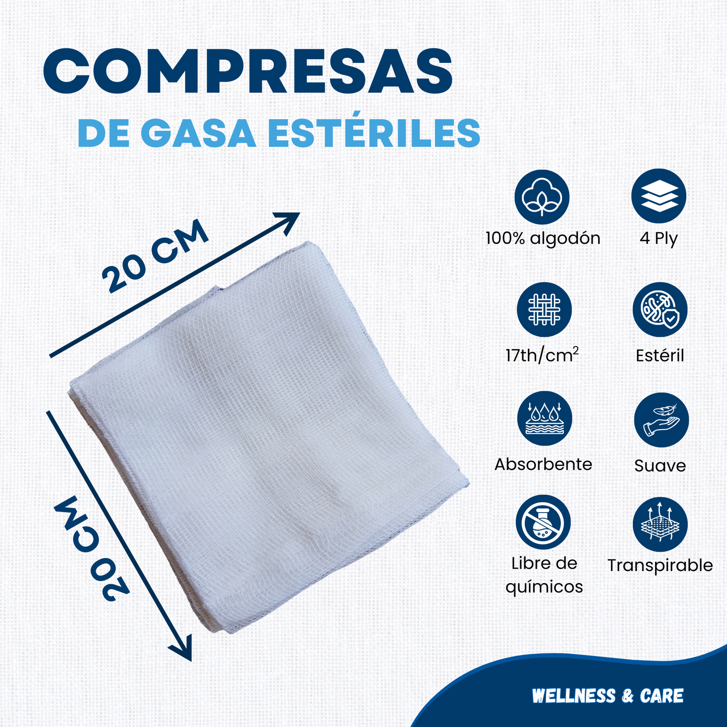 Pack ahorro GASAS estériles 150 unidades, selladas individualmente y fabricadas en europa.