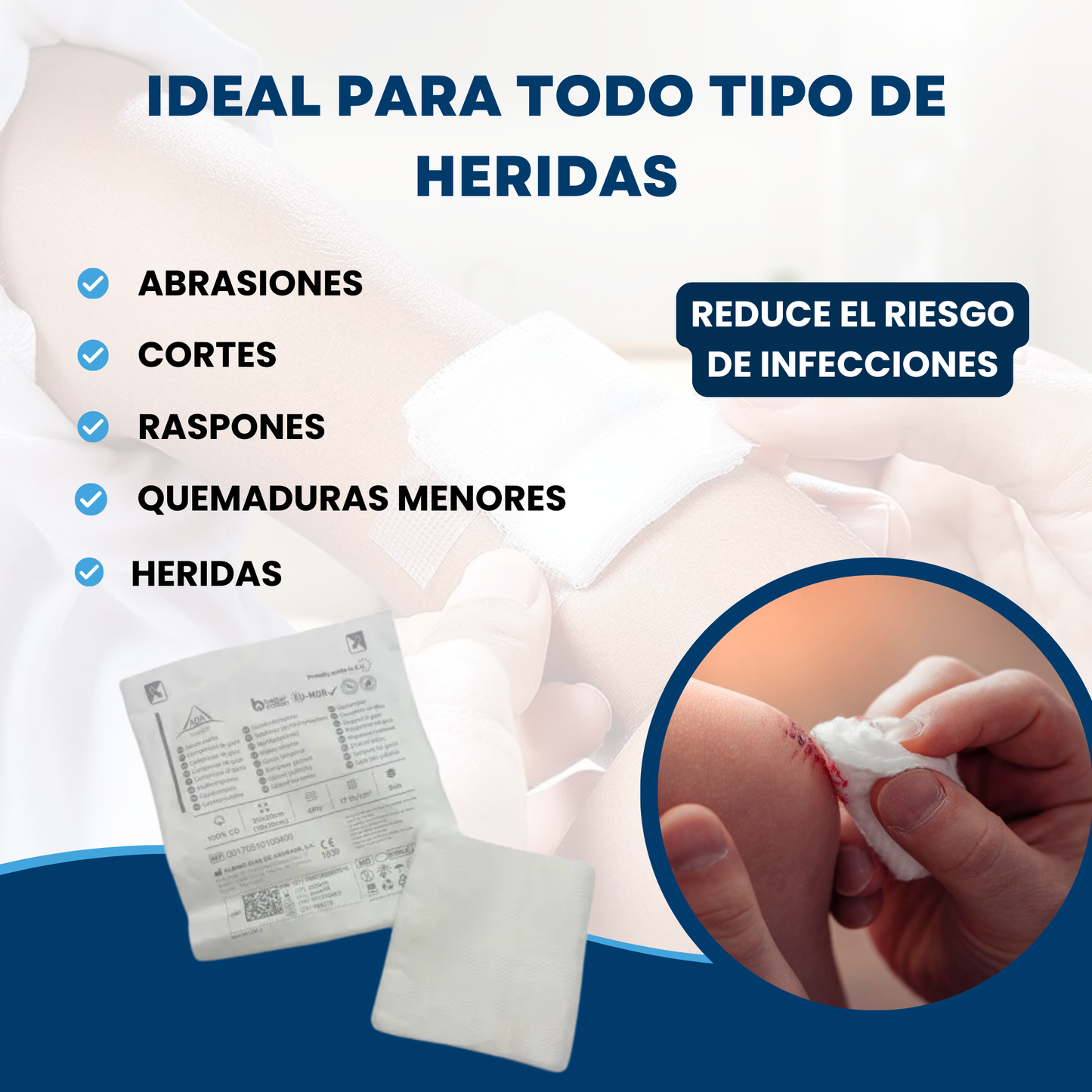 Pack ahorro GASAS estériles 150 unidades, selladas individualmente y fabricadas en europa.