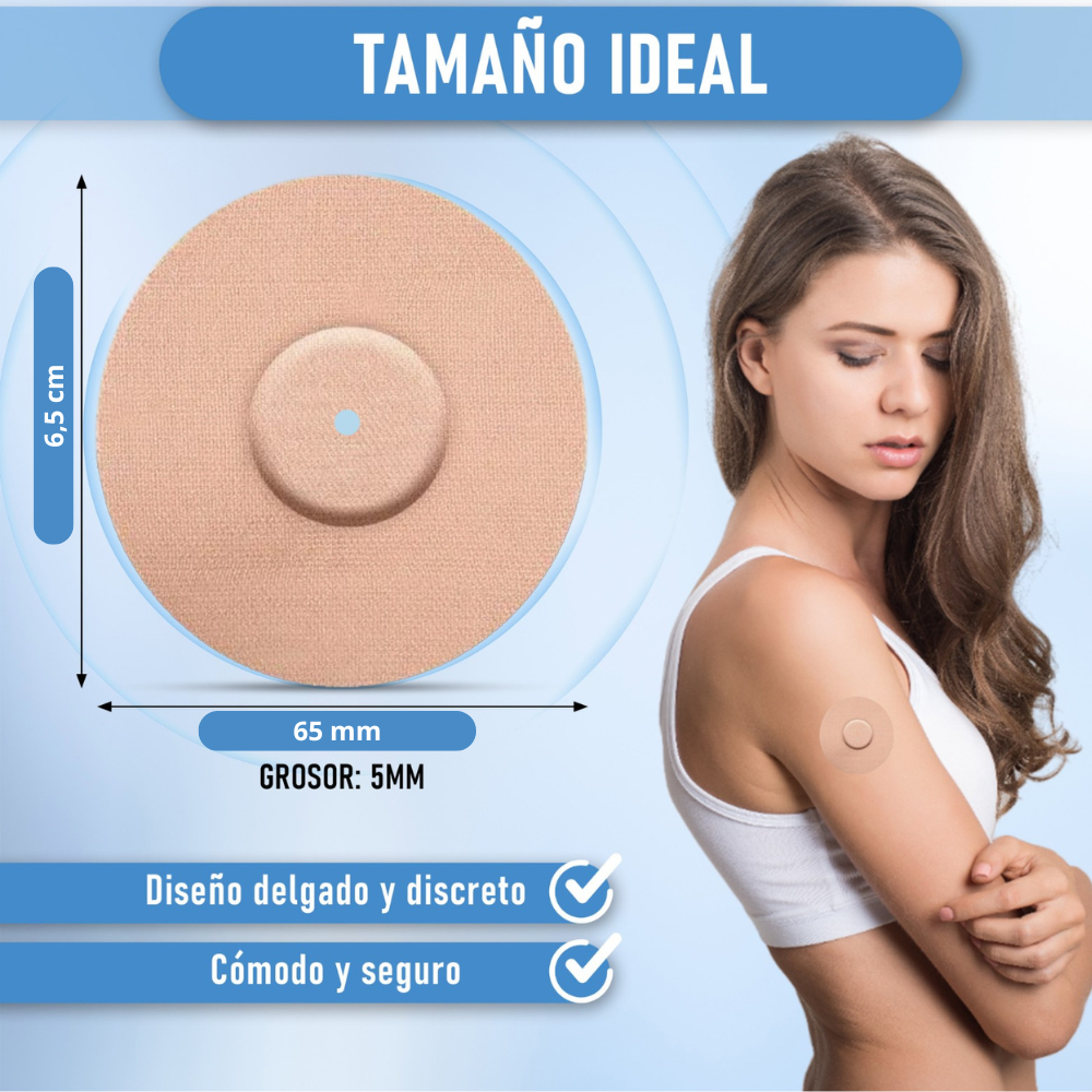 25 parches protectores + 25 toallitas desinfectantes de regalo. Para sensor de glucosa free style libre