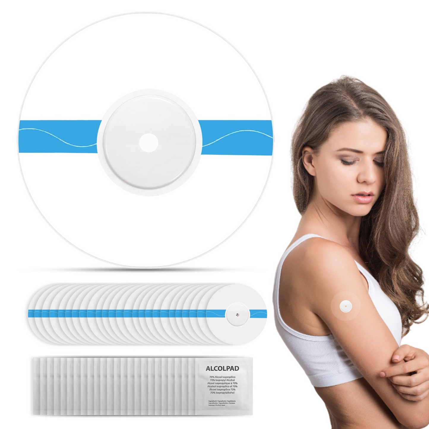25 parches protectores + 25 toallitas desinfectantes de regalo. Para sensor de glucosa free style libre